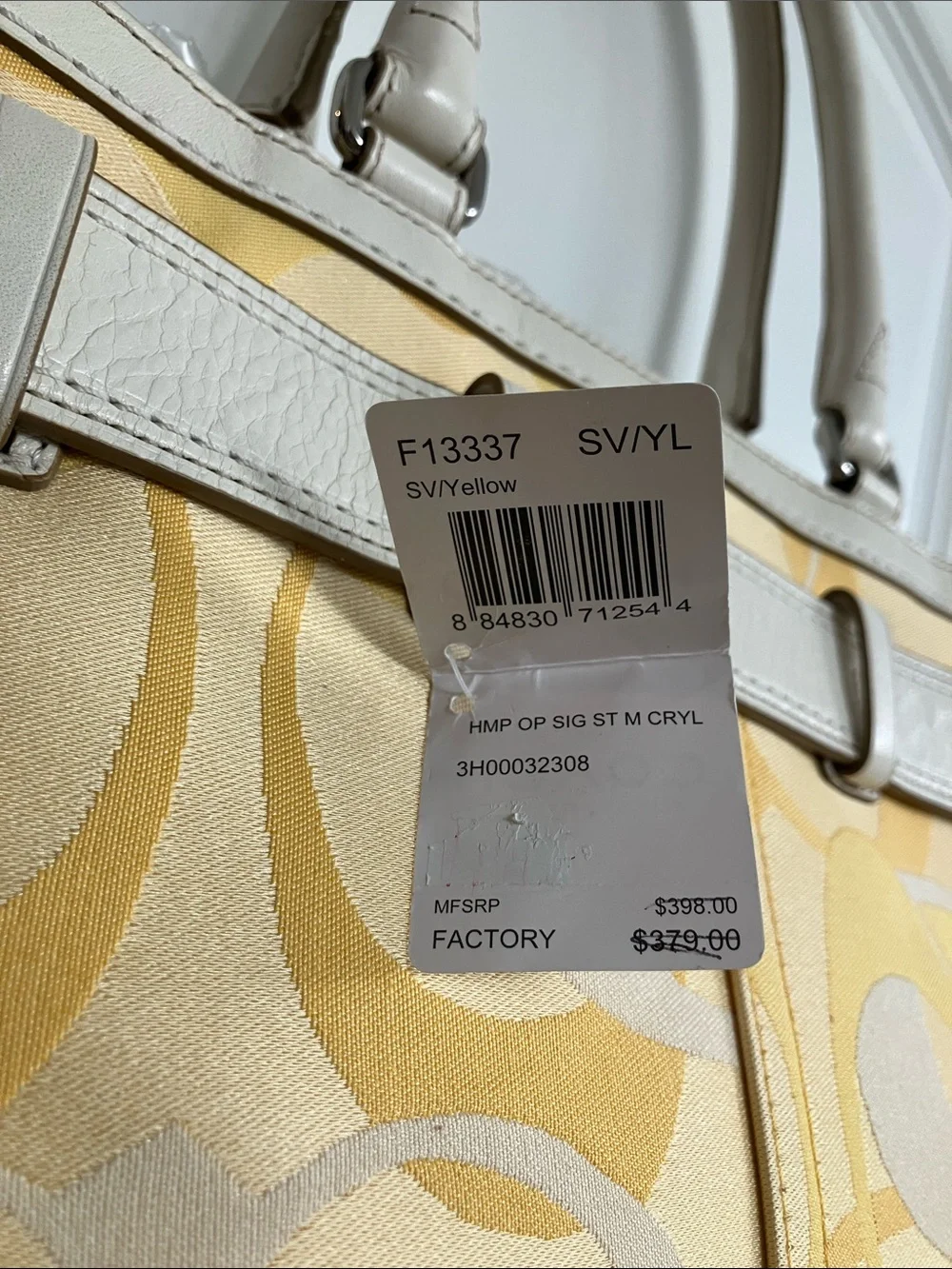 NWT  2 pc Coach yellow hampton bag & makeup bag